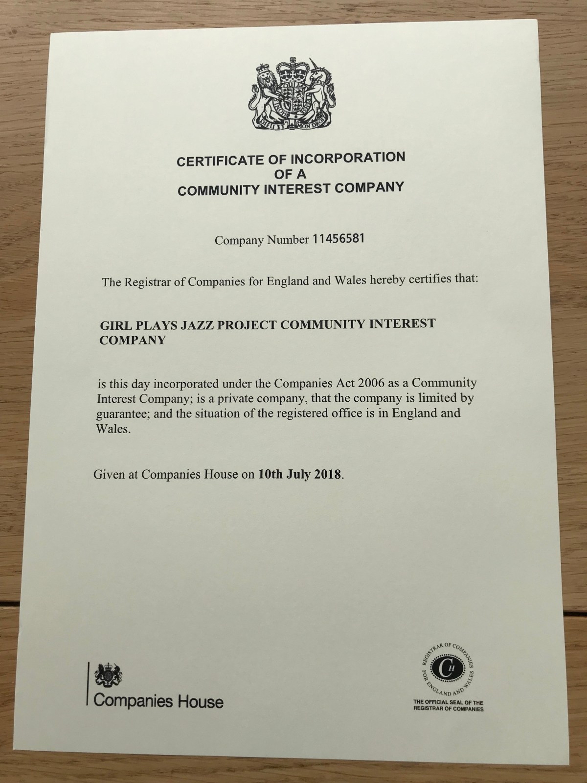 Girl Plays Jazz Project becomes a community interest company 